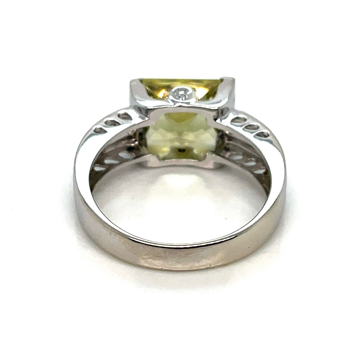 14k White Gold Lemon Quartz Diamond Ring