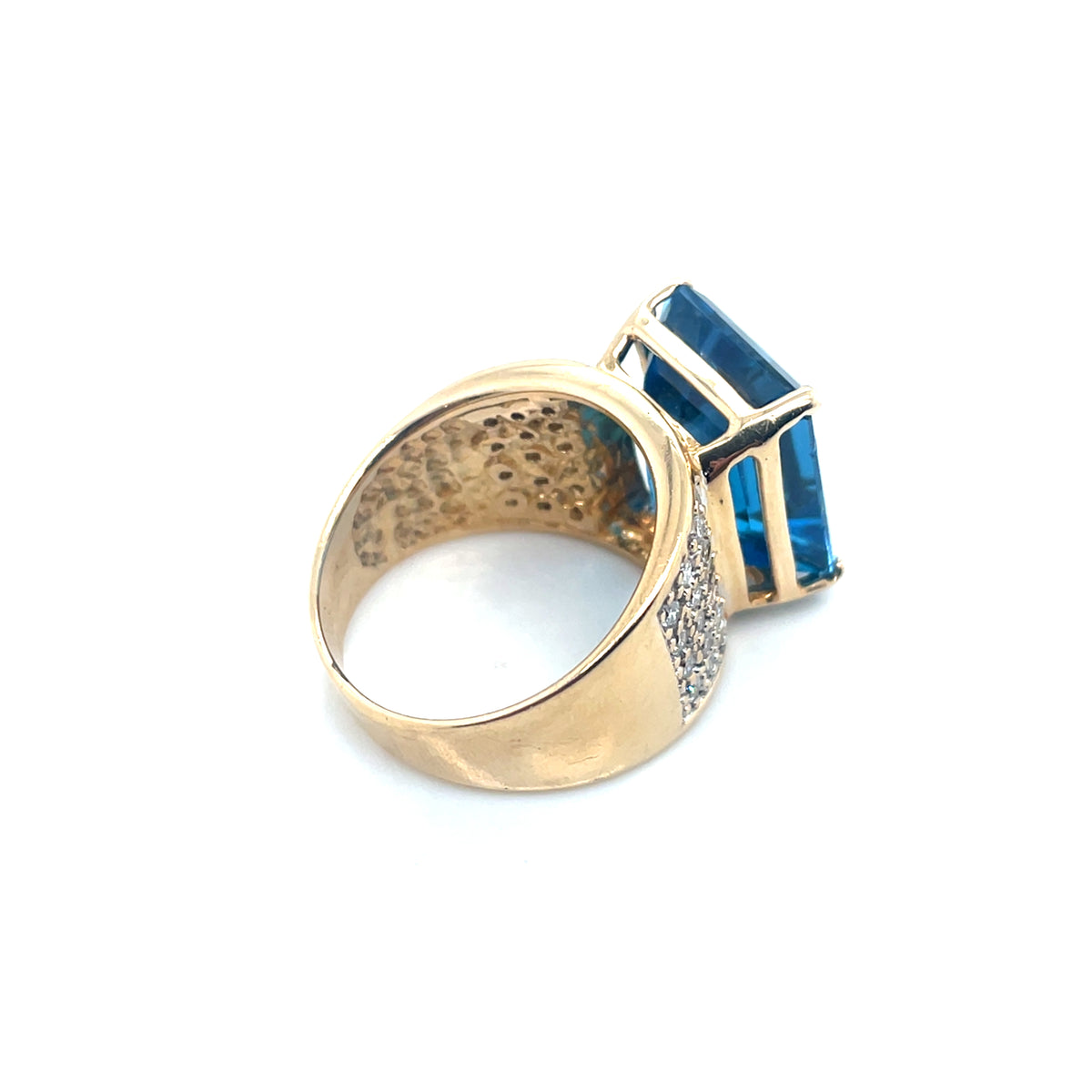 14k Yellow Gold Swiss Blue Topaz and 0.60 CT TW Diamonds Ring