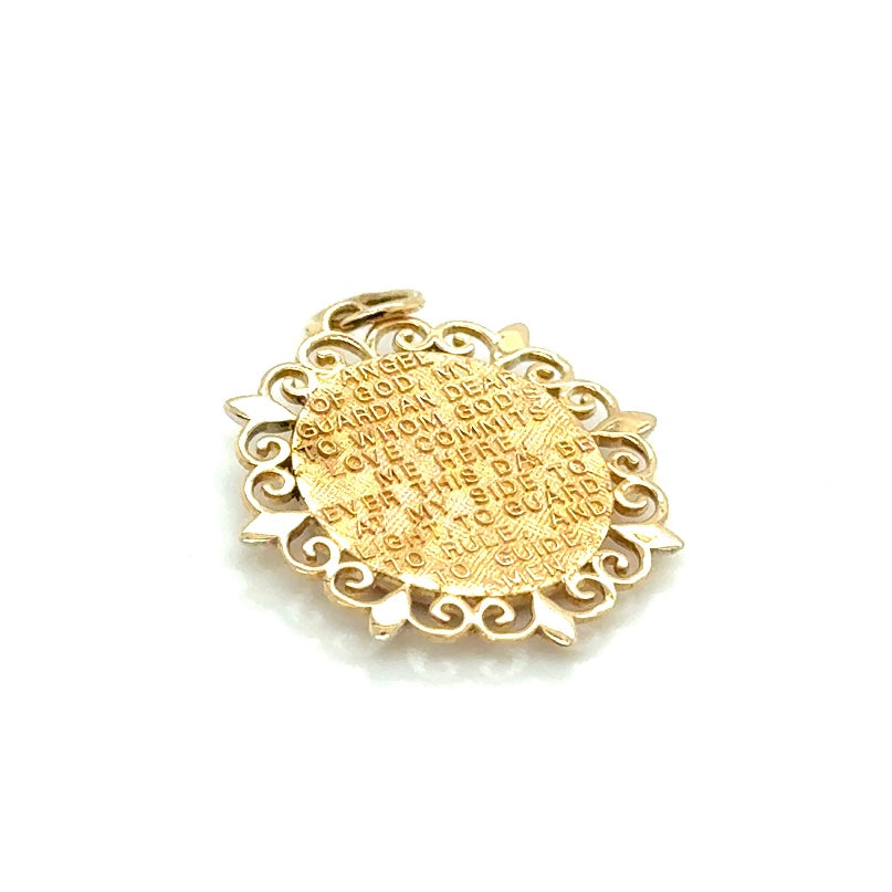 14k Yellow, White and Pink Gold Cherub Pendant