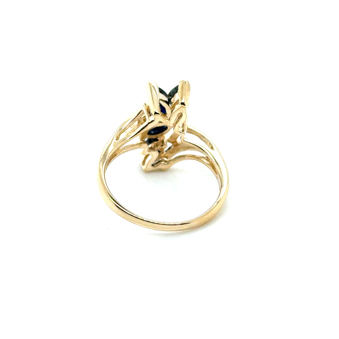 14k Yellow Gold Sapphire and Diamond Ring