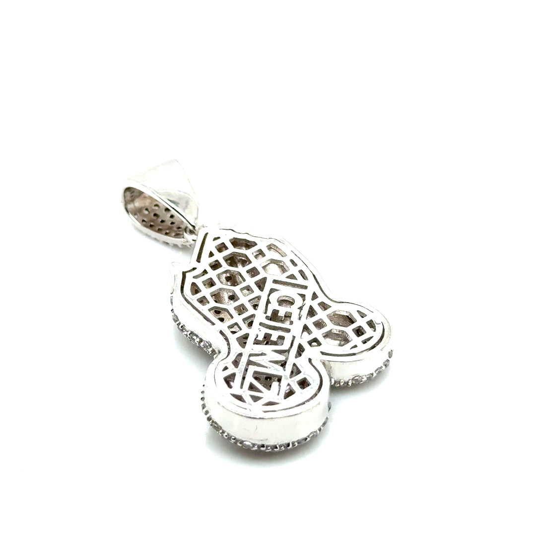 925 Sterling Silver Playing Hands CZ Pendant