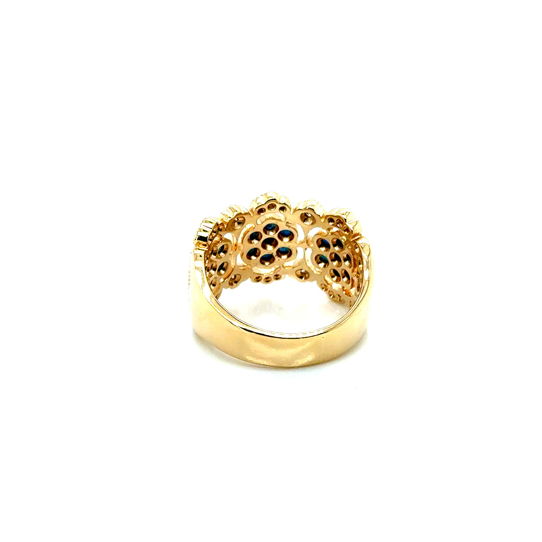 New EFFY 14k Yellow Gold 1.40 CT TW Diamond & Genuine Sapphire Ring