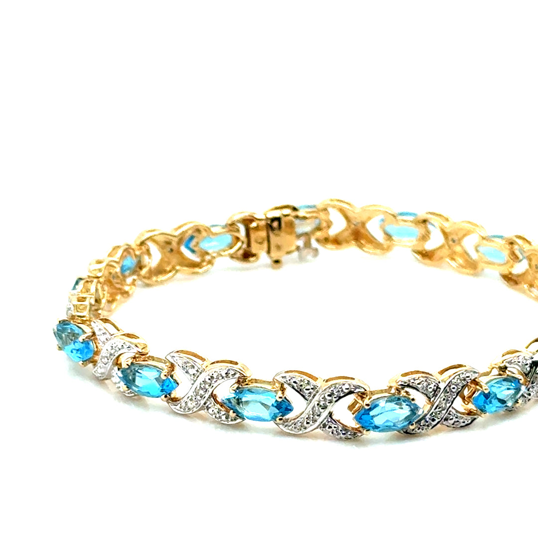 New 10k Yellow Gold Topaz & Diamond Women’s Bracelet