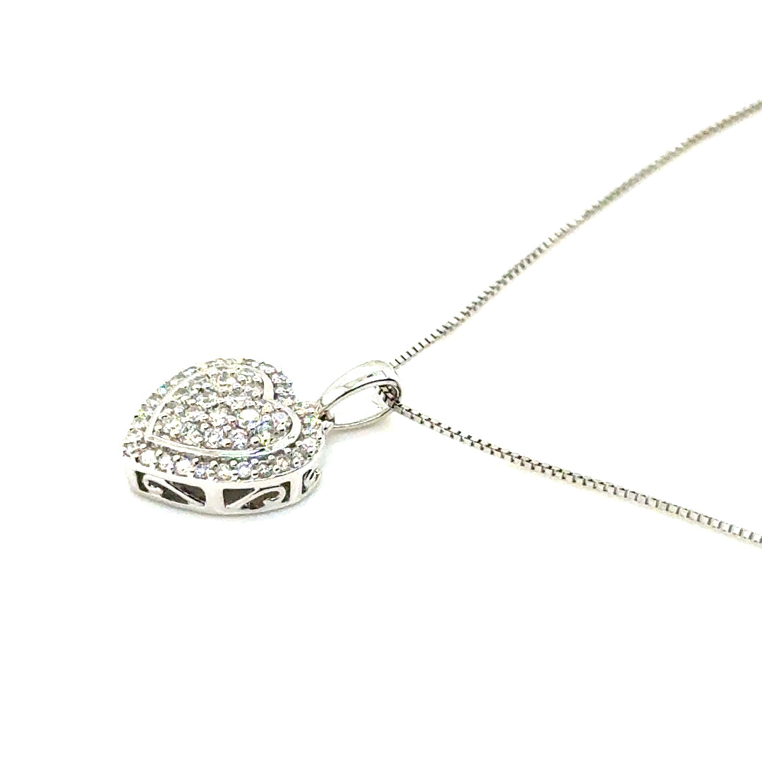 14k White Gold 0.60 CT TW Diamond Heart Pendant