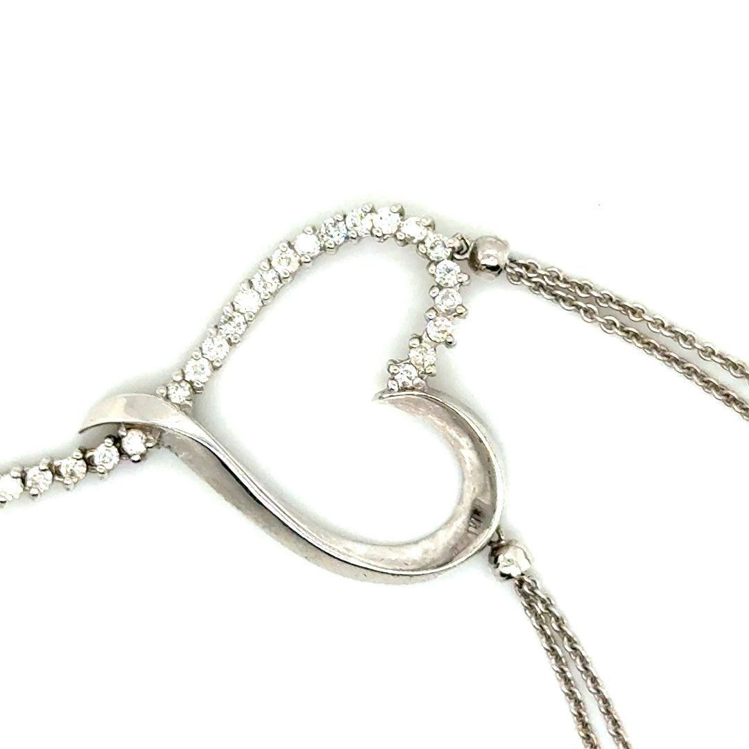 New 14k White Gold 0.90 CT TW Diamond Necklace