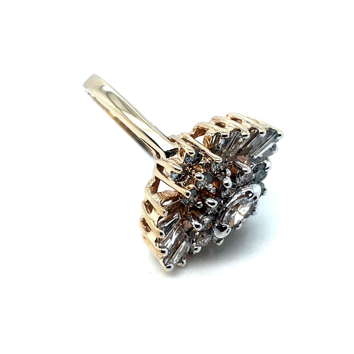 14k Yellow Gold Round, Tapered and Straight 2.1 CT TW Diamonds Ring