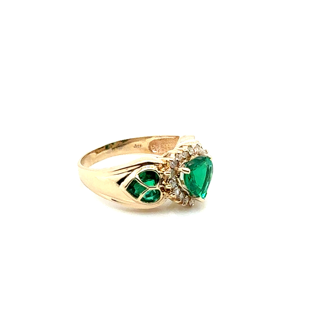 New 14k Yellow Gold Heart Diamond Ring
