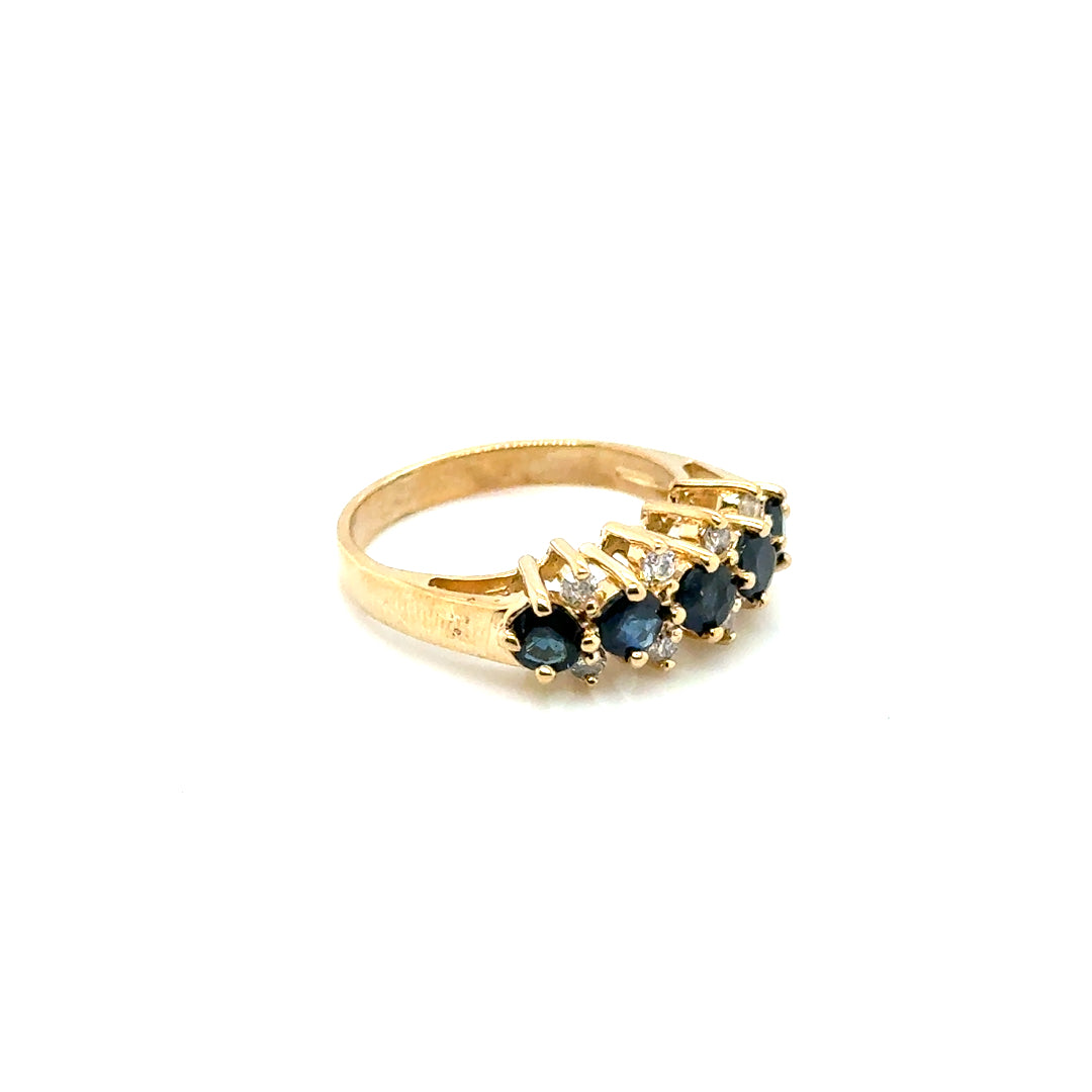 14k Yellow Gold Sapphire and Diamond Ring