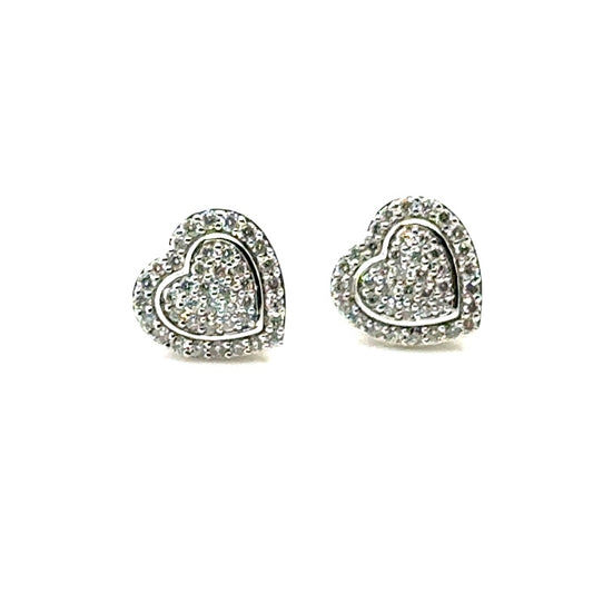 14k White Gold 1.30 CT TW Diamond Heart Earrings