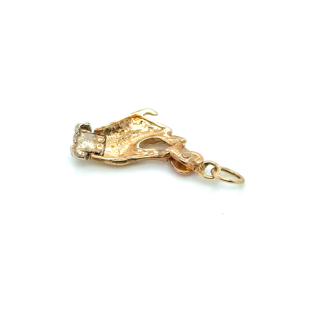 14k Yellow, White and Pink Gold Hand with Heart Pendant