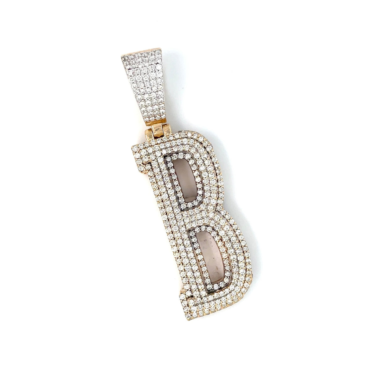 10k Yellow Gold 3 CT TW Diamond Letter “B” Pendant
