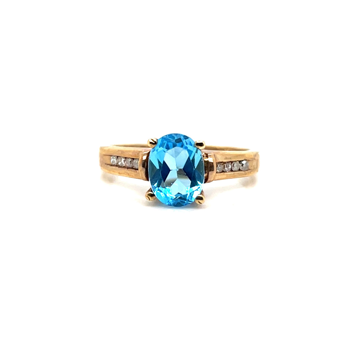 10k Yellow Gold Topaz and Diamonds Ring