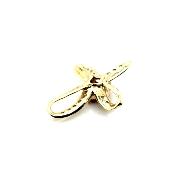 10k Yellow Gold Ruby & 0.10 CT TW Diamond Cross Pendant