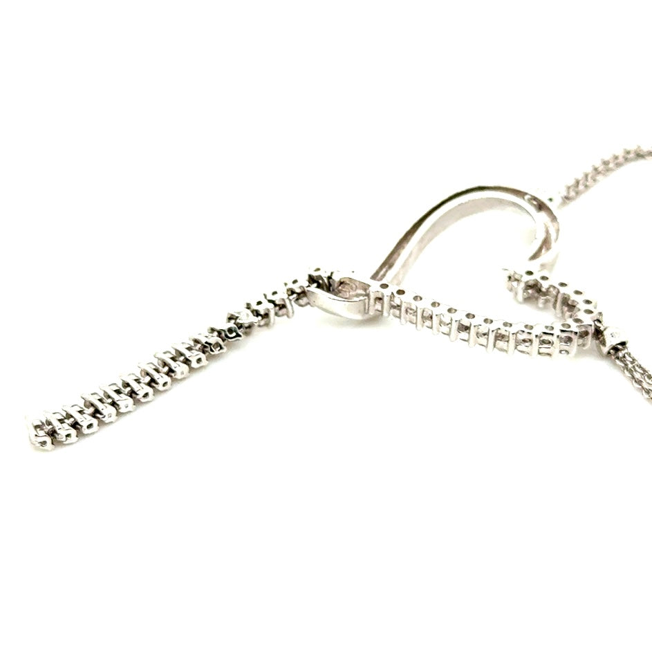 New 14k White Gold 0.90 CT TW Diamond Necklace