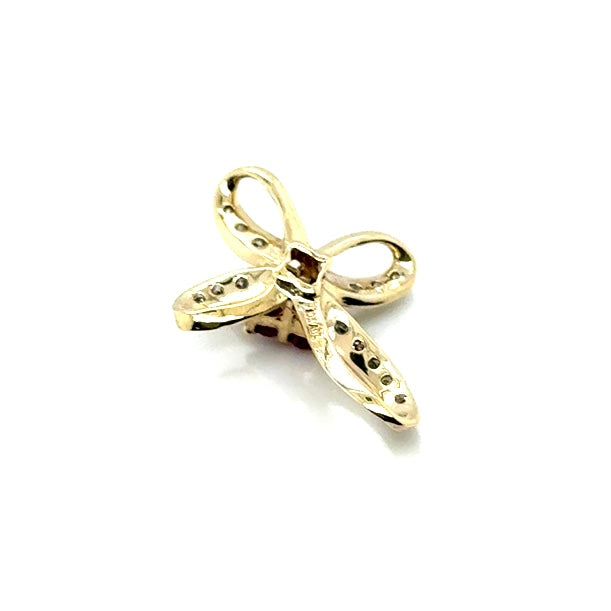 10k Yellow Gold Ruby & 0.10 CT TW Diamond Cross Pendant