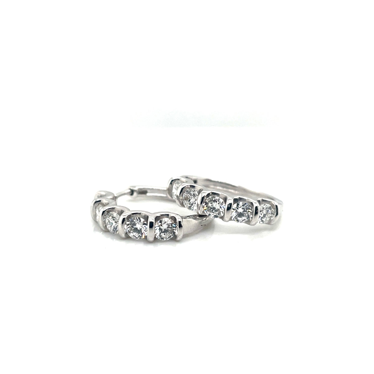 14k White Gold 1.5 CT TW SVD Diamonds Hoop Earrings