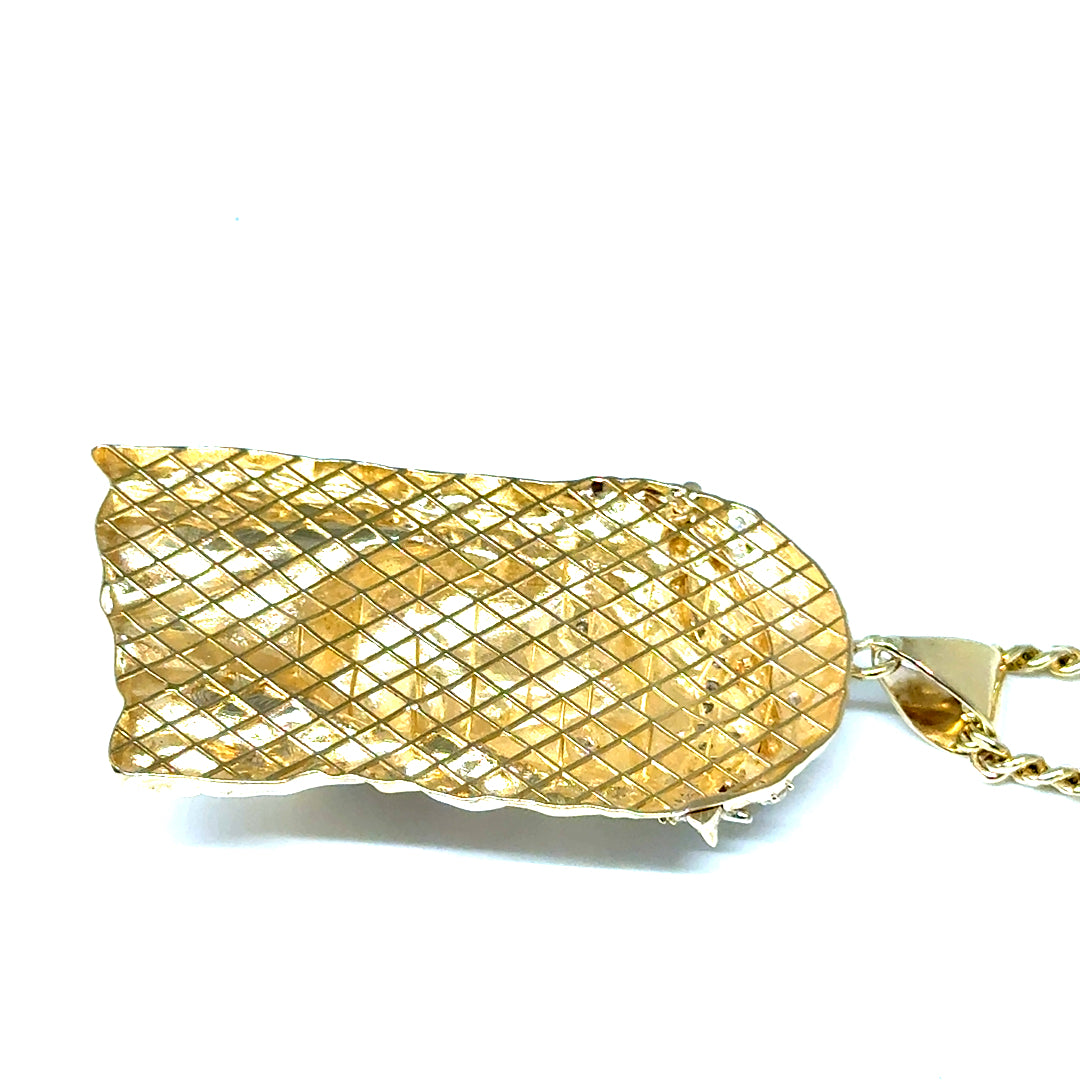 New 14k Yellow Gold Jesus Pendant with Cubic Zirconia