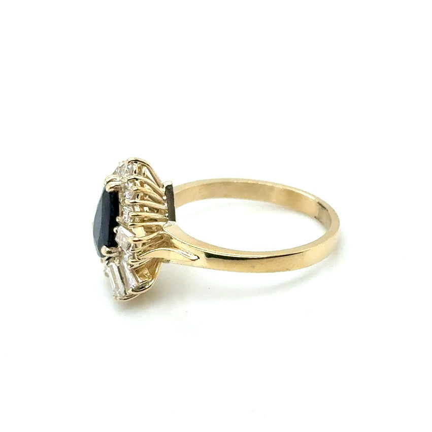 18k Yellow Gold Sapphire and 1.2 CT TW Diamond Custom Made Women’s Ring