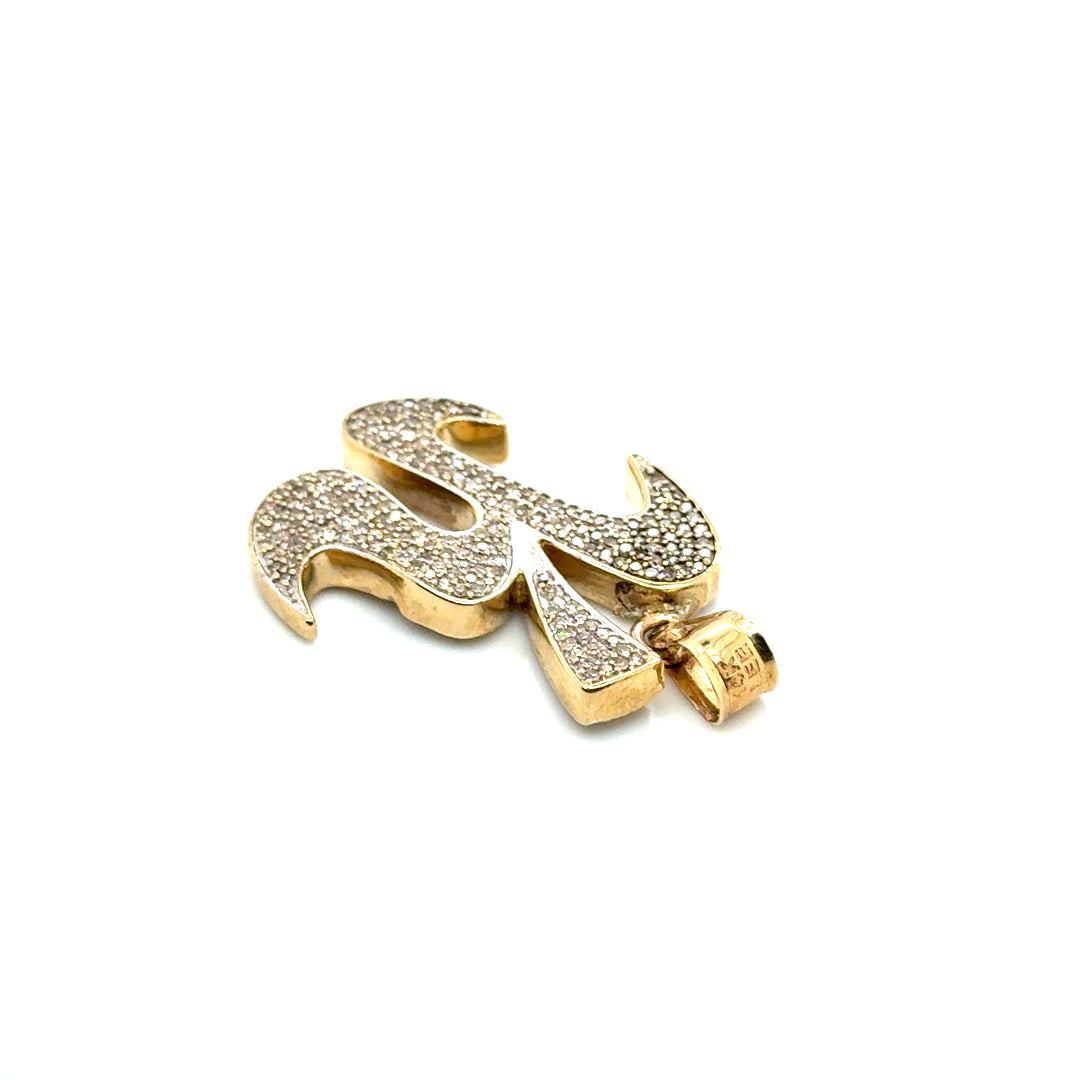 14k Yellow Gold 1.40 CT TW Diamond Letter “K” Pendant