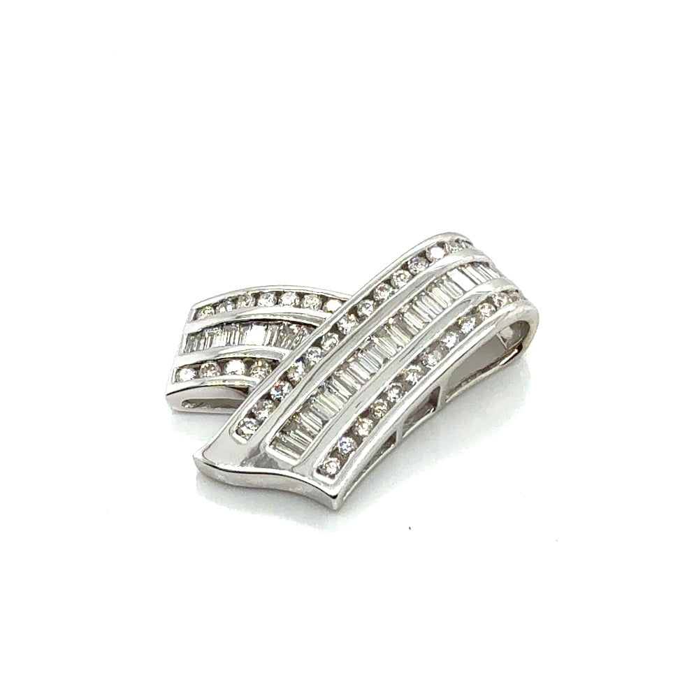 New 14k White Gold 2 CT TW Diamond Pendant