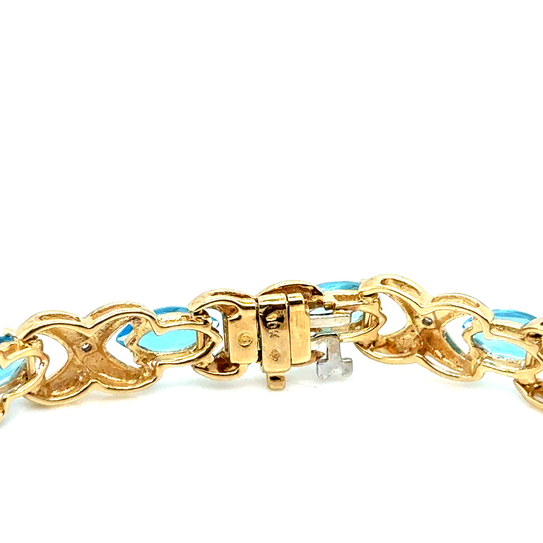 New 10k Yellow Gold Topaz & Diamond Women’s Bracelet
