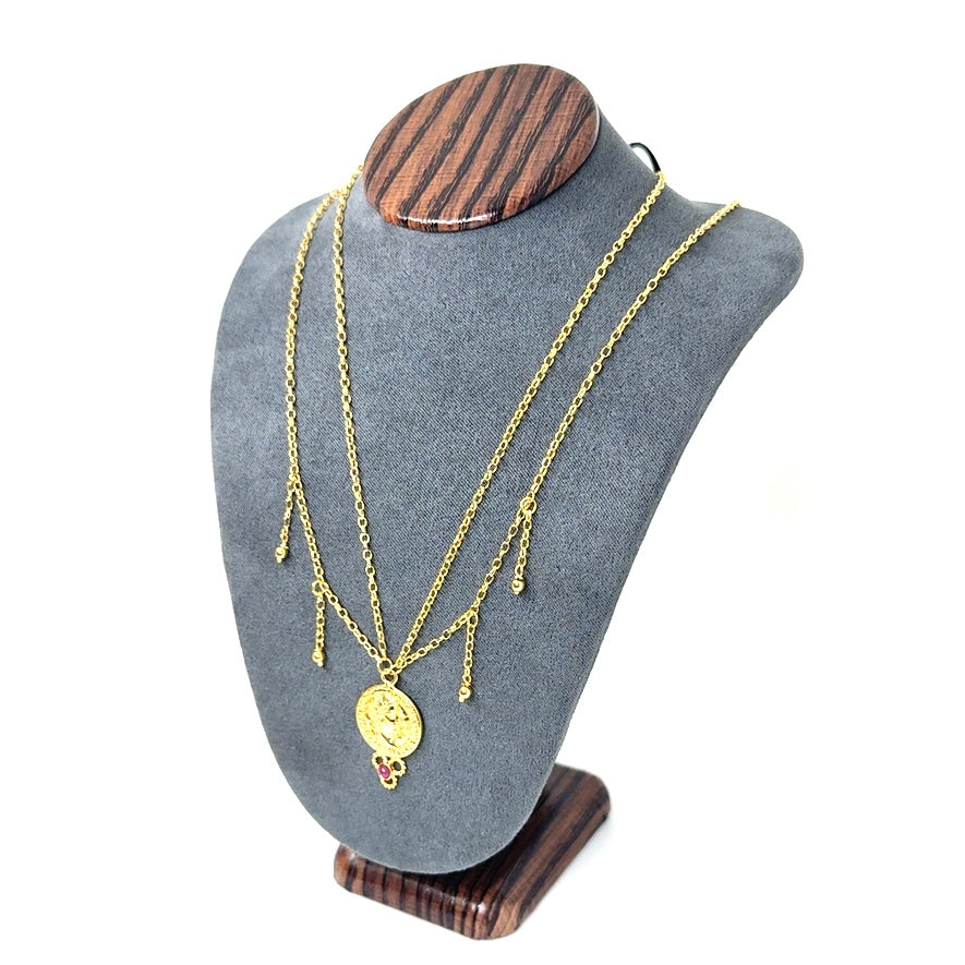 New 14k Yellow Gold Ruby Necklace