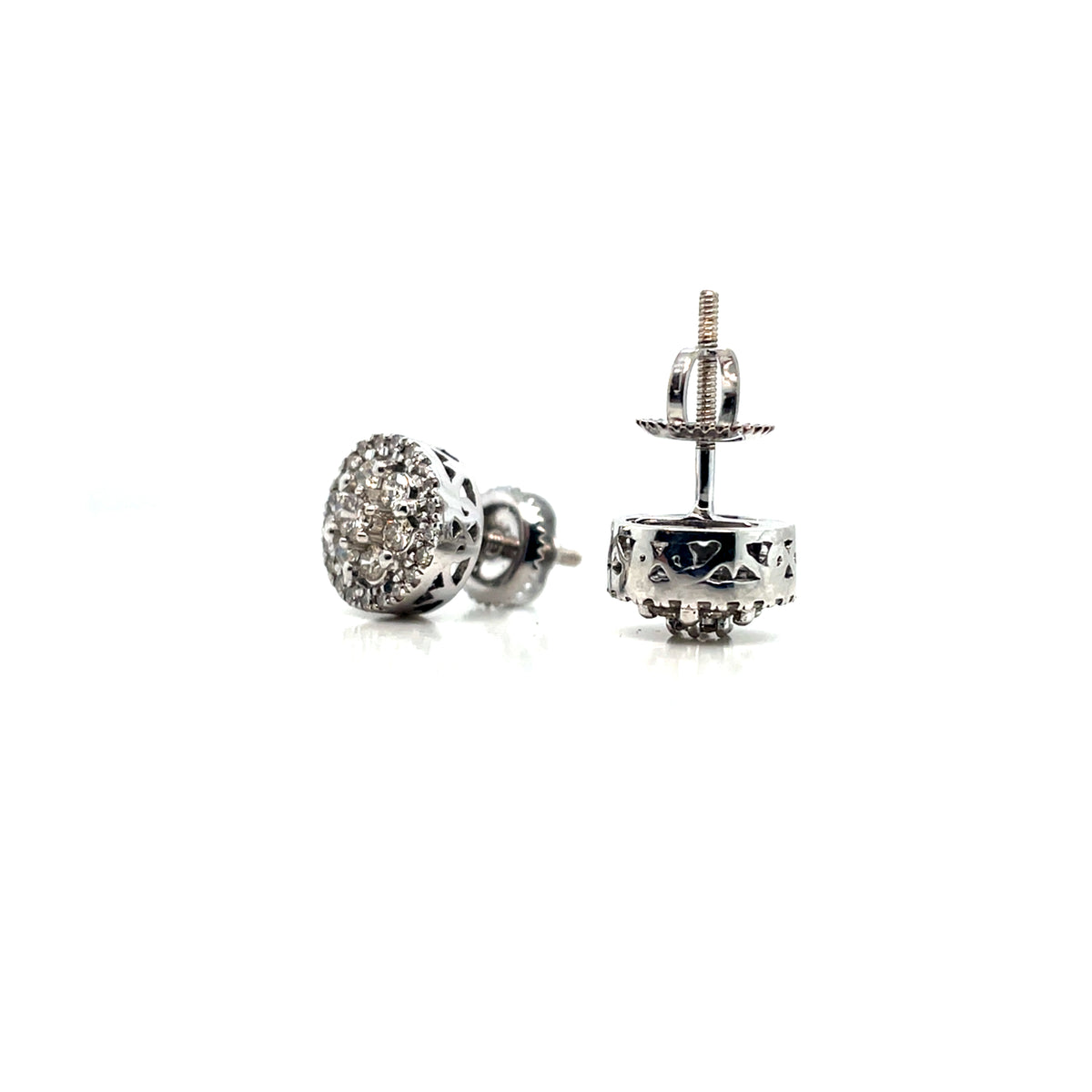 10k White Gold Circle 1 CT TW White Diamonds Earrings