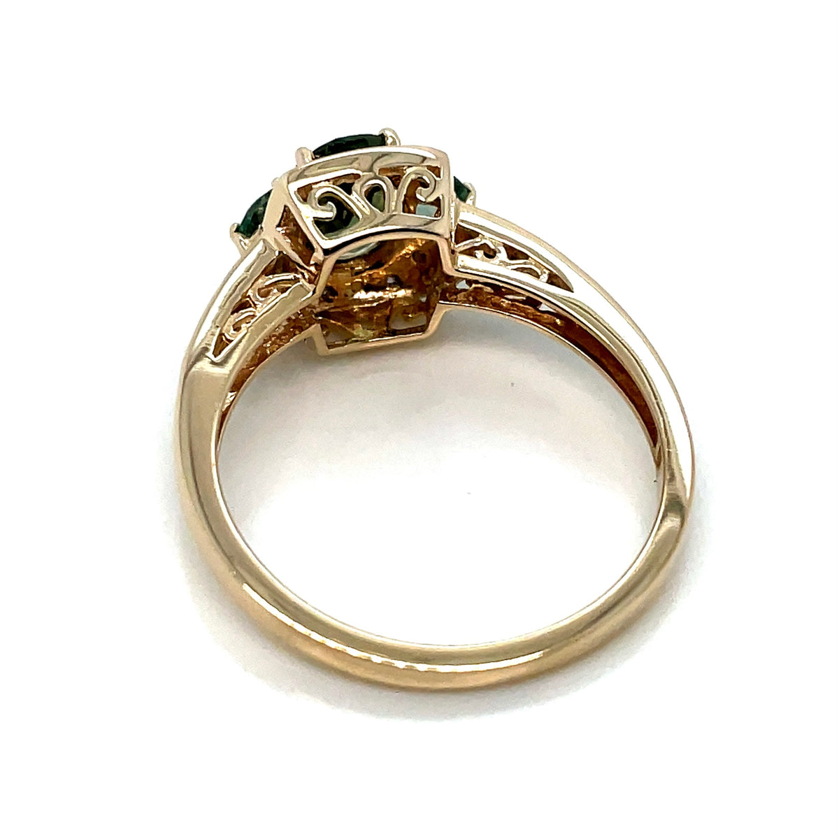 14k Yellow Gold Peridot Diamond Ring