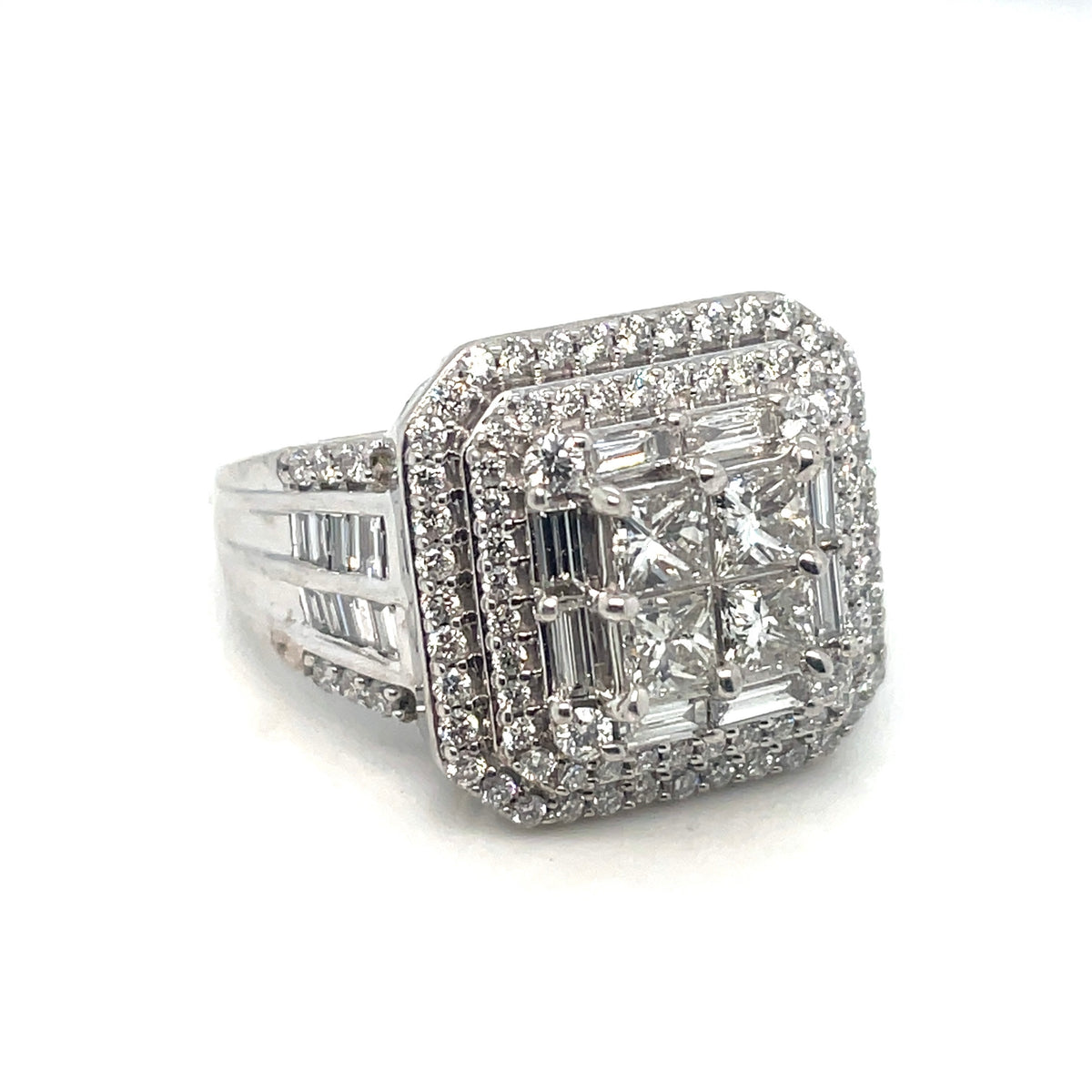 14k White Gold Engagement 3.30 CT TW Diamonds Ring