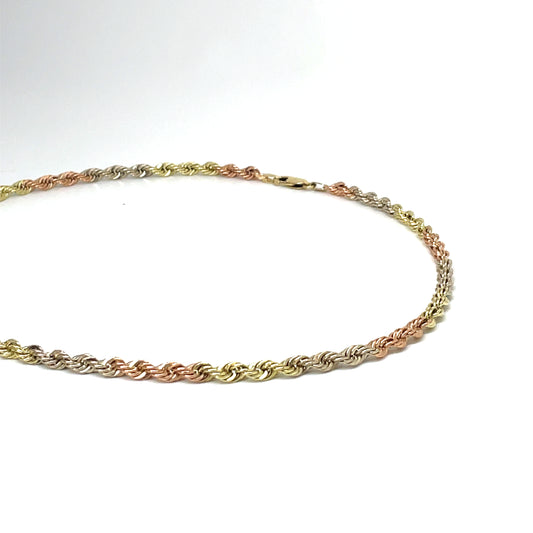 14k Made Italy White, Yellow and Pink Gold Necklace