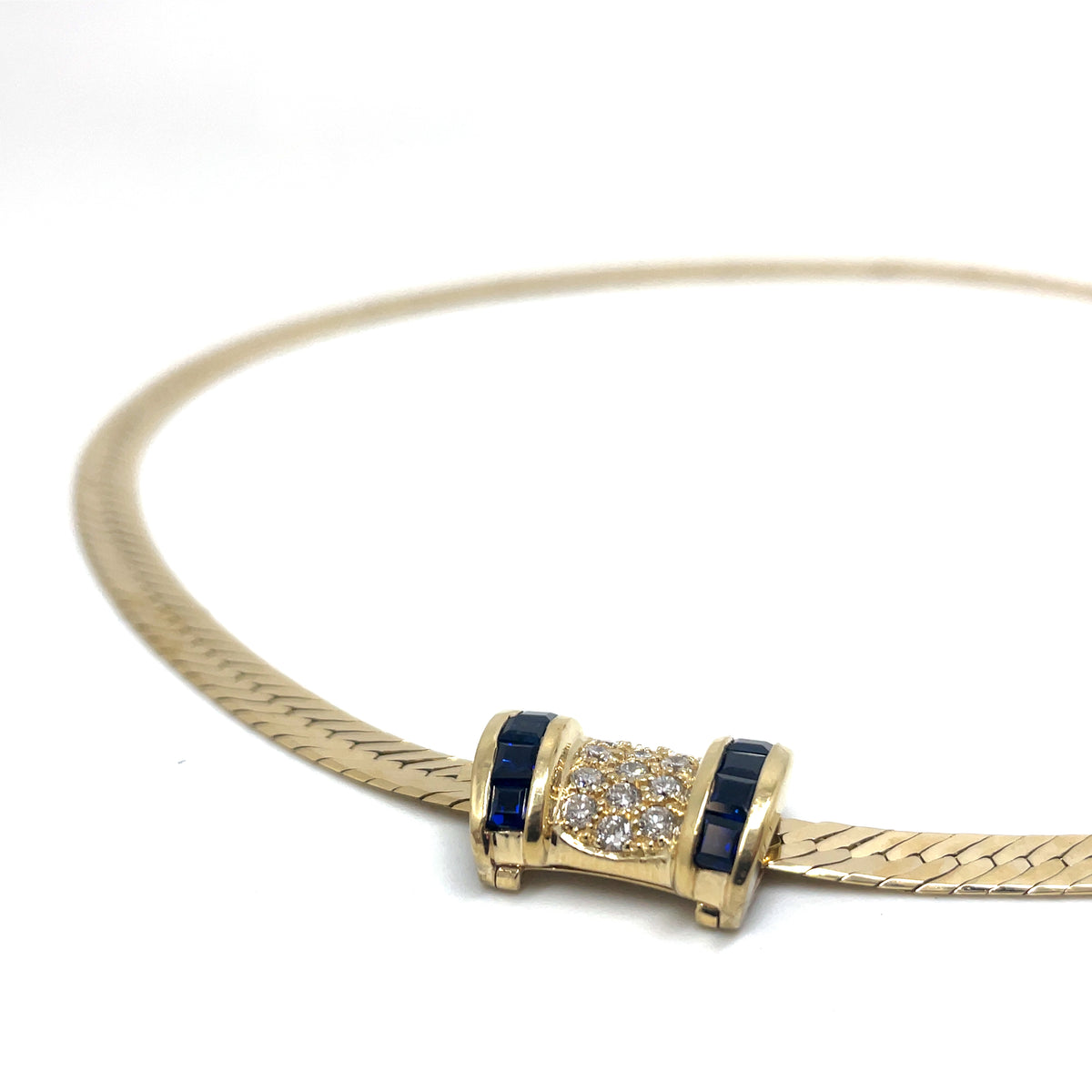 14k Yellow Gold Sapphire Diamond Pendant