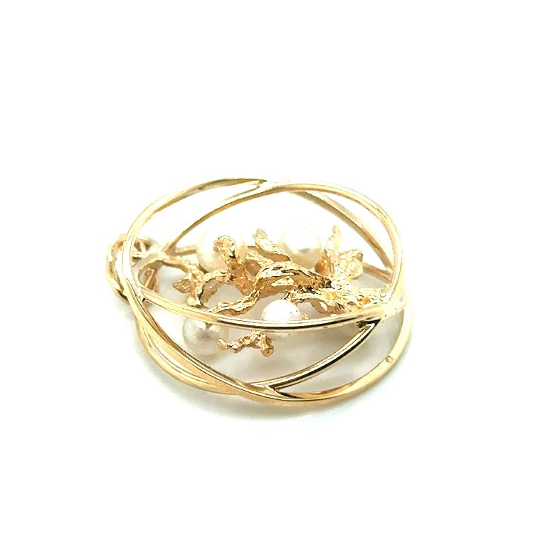 New 14k Yellow Gold Tree of Life Pearl Pendant
