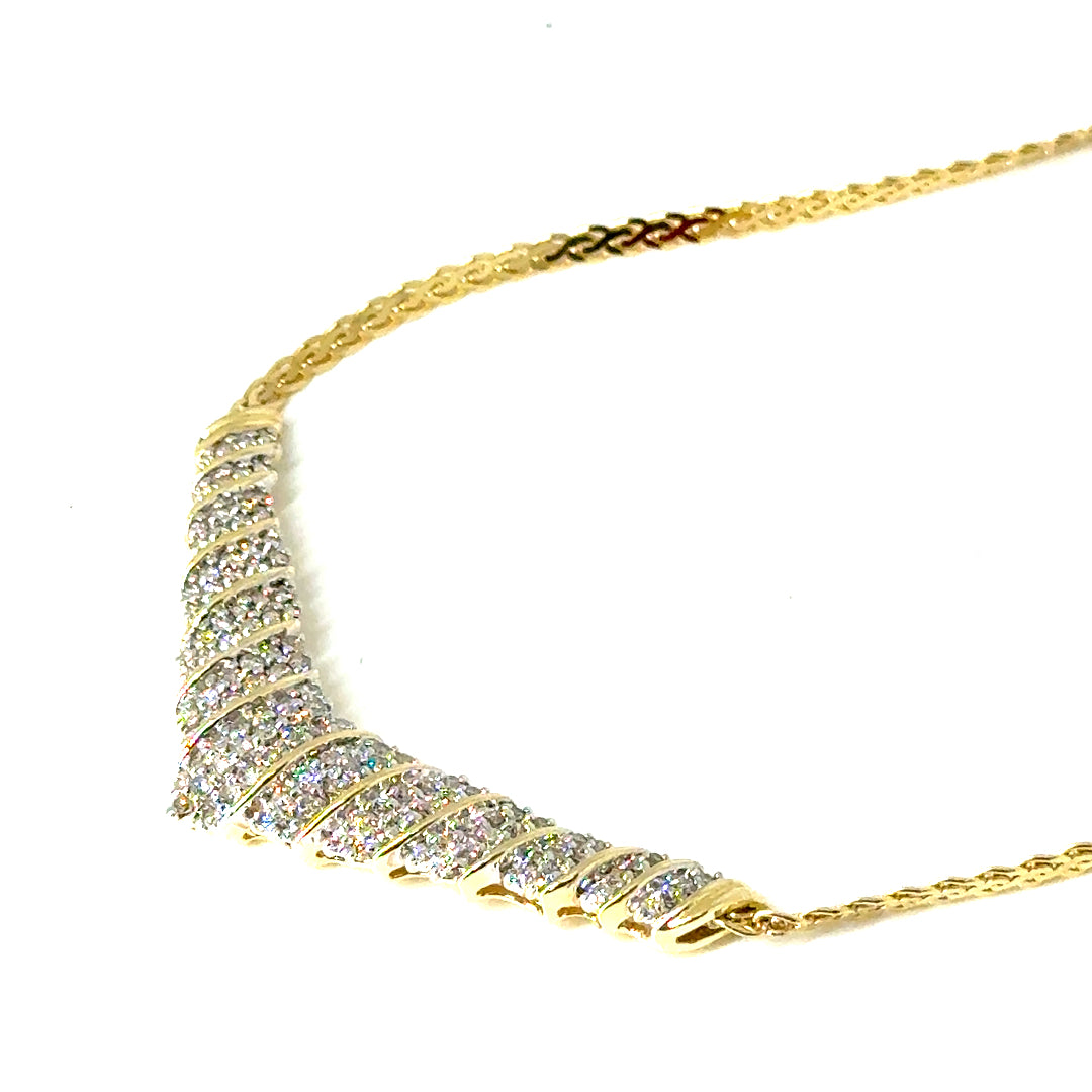 New 14k Yellow Gold Made in Italy 3 CT TW Diamond Necklace