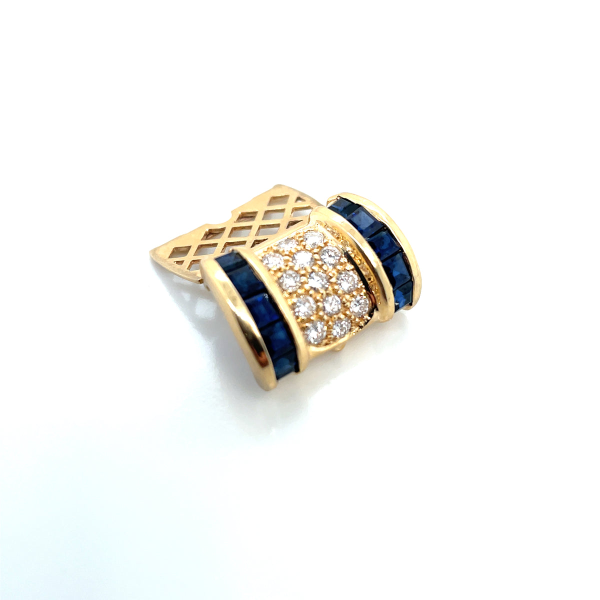 14k Yellow Gold Sapphire Diamond Pendant