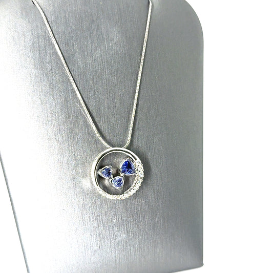 New 14k White Gold Tanzanite and 0.40 CT TW Diamond Pendant