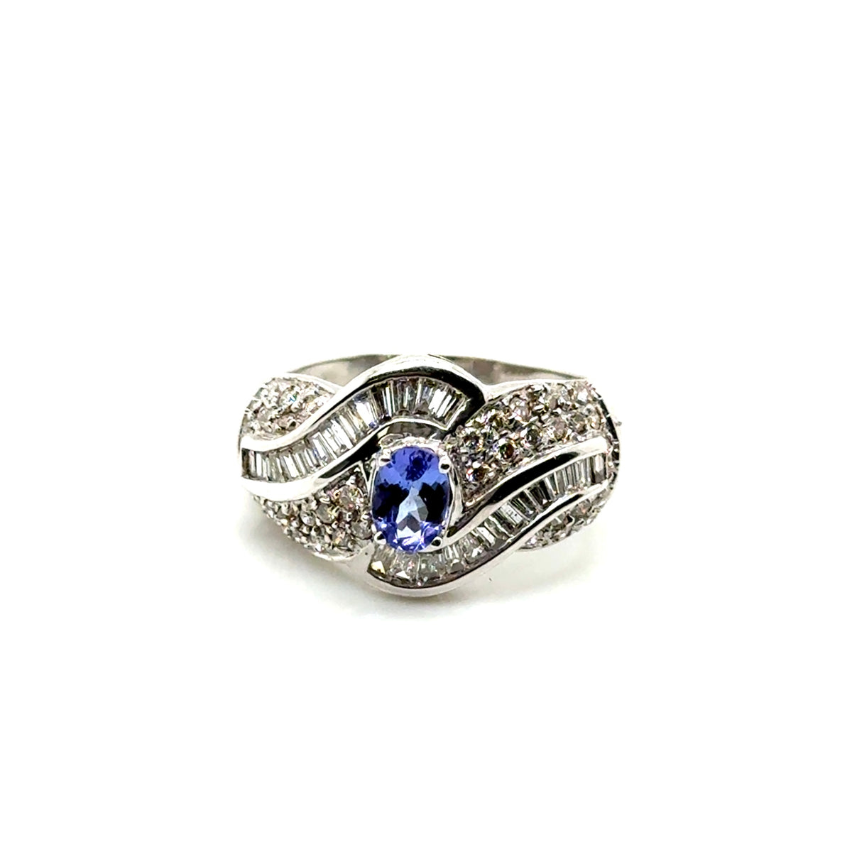 14k White Gold Tanzanite and 1.65 CT TW Diamonds Ring