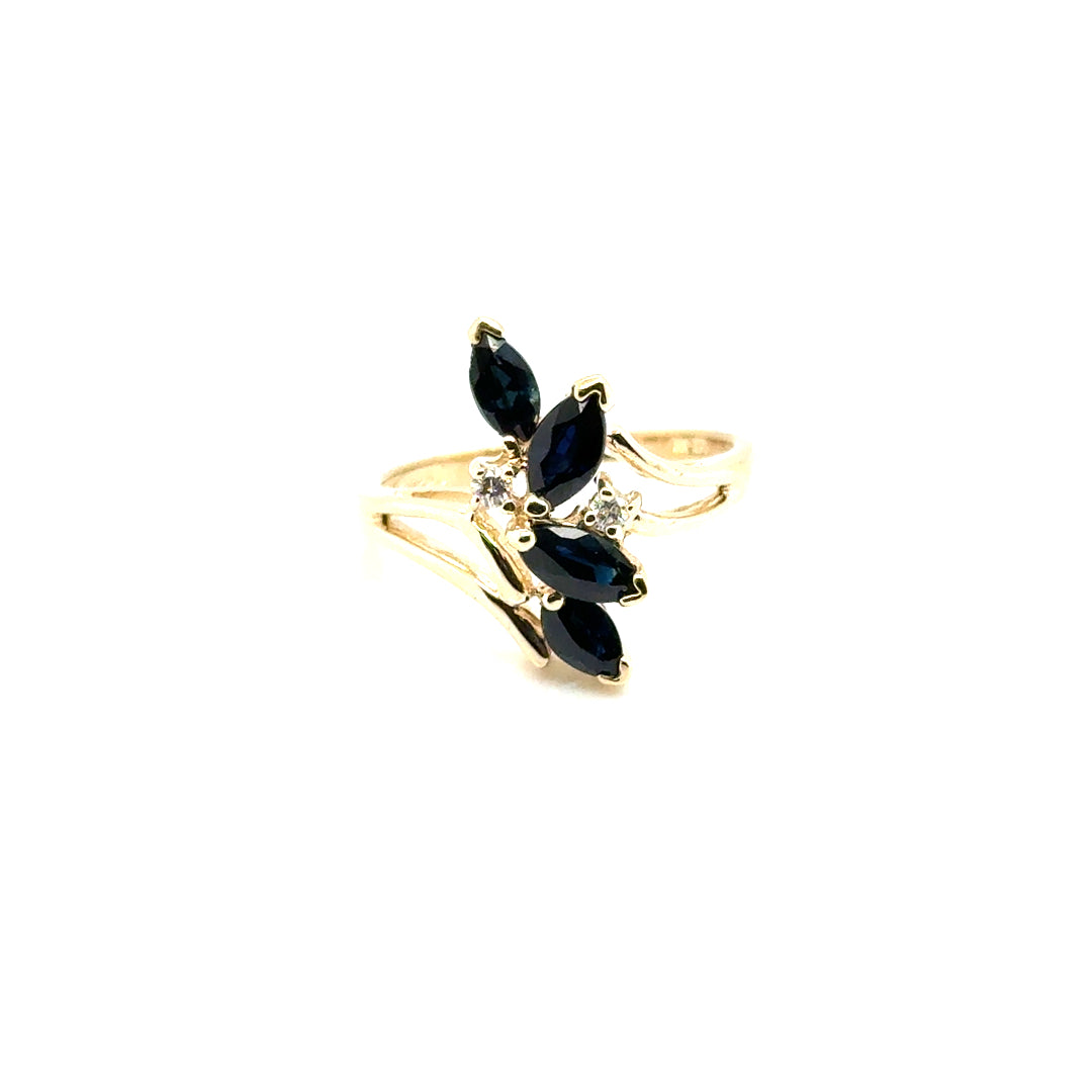 14k Yellow Gold  Sapphire and Diamond Ring