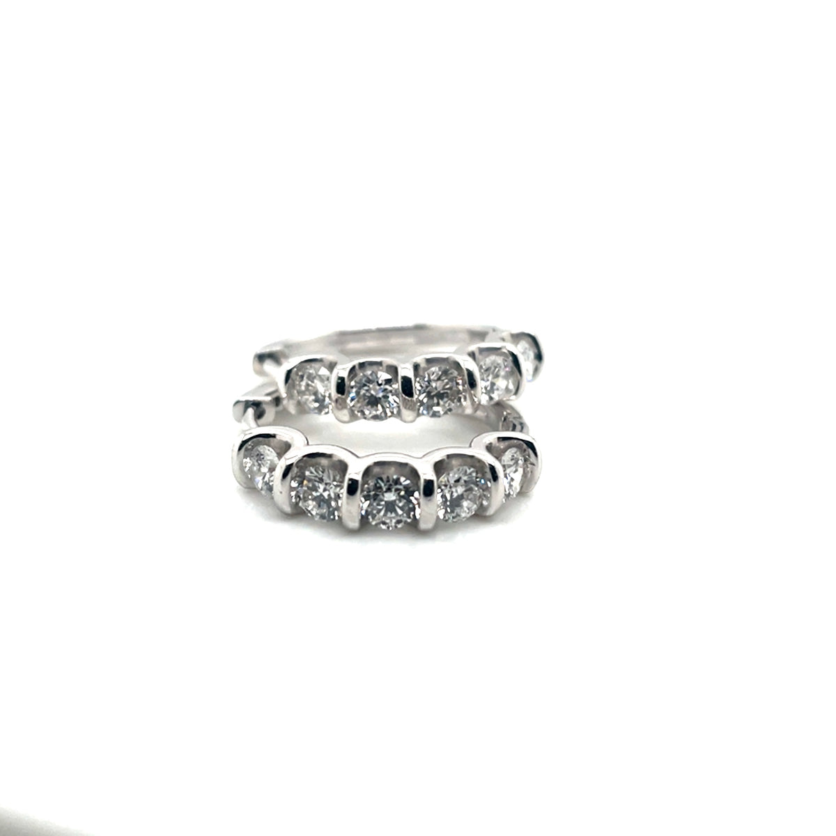 14k White Gold 1.5 CT TW SVD Diamonds Hoop Earrings