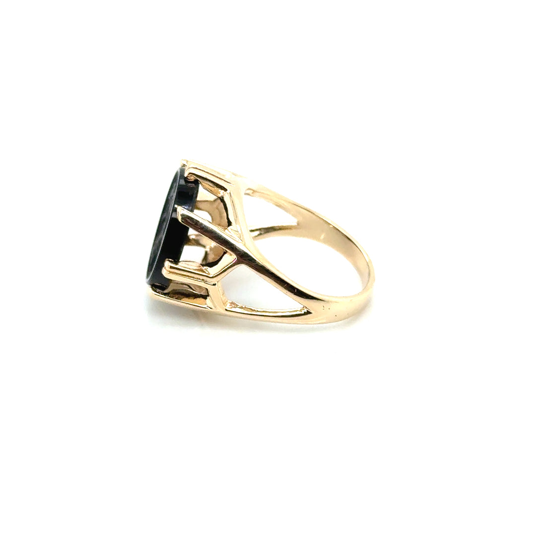 New 14k Yellow Gold Intaglio Unisex Ring