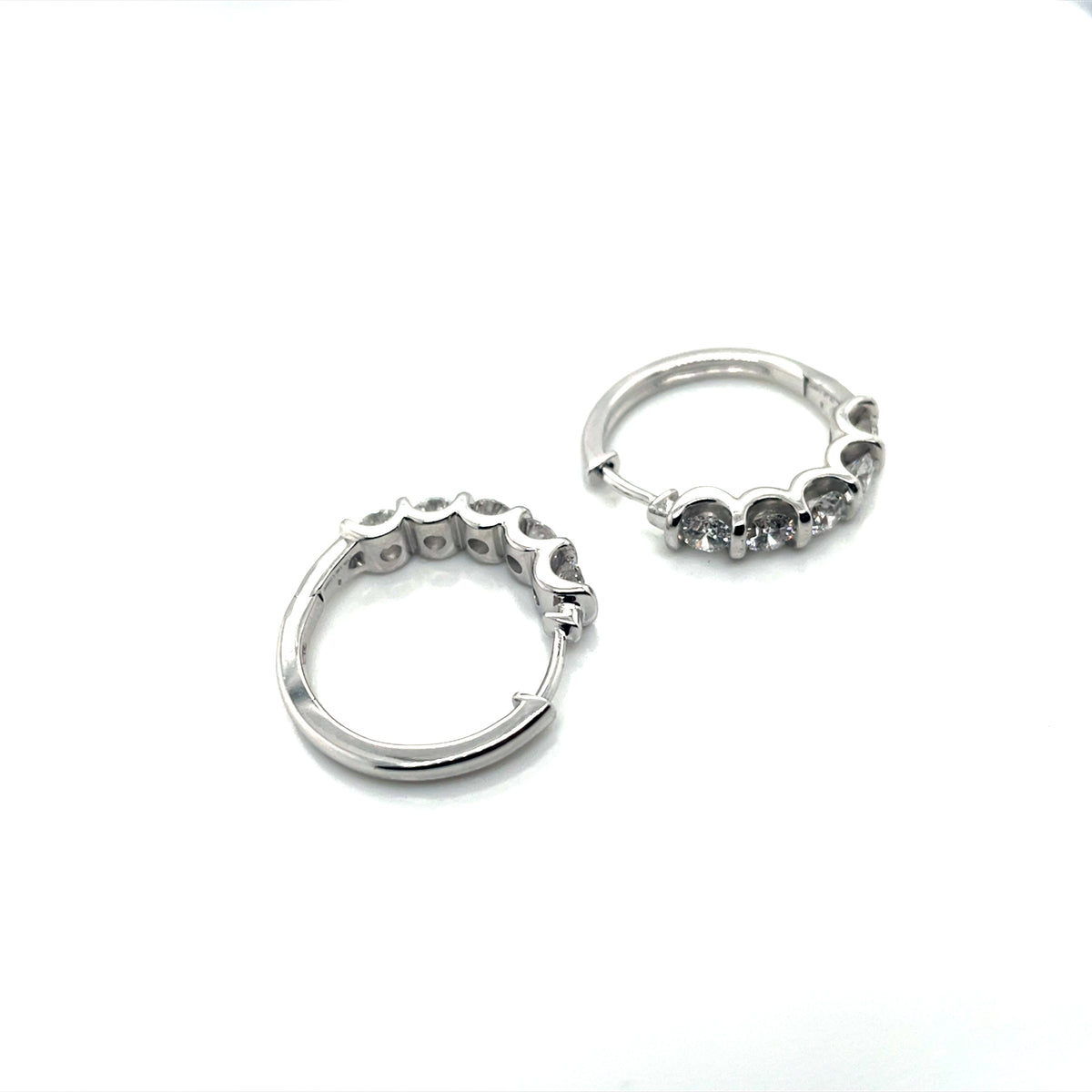14k White Gold 1.5 CT TW SVD Diamonds Hoop Earrings