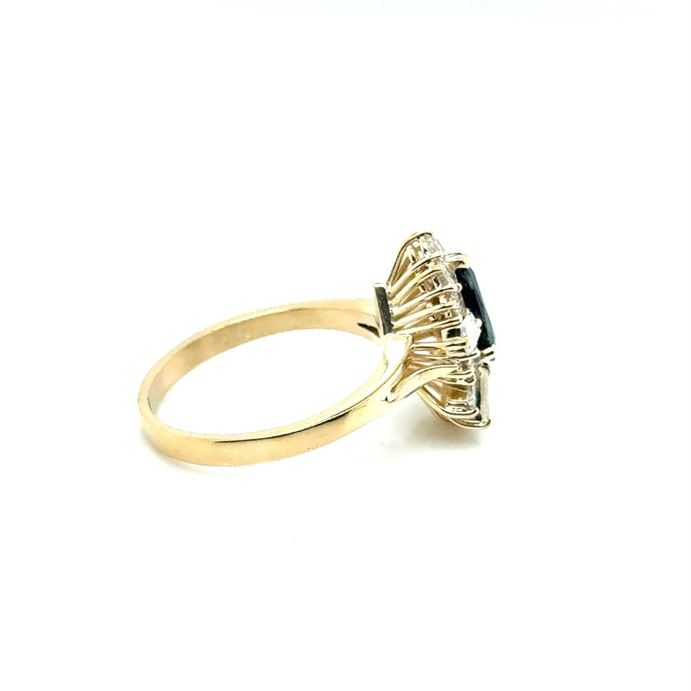 18k Yellow Gold Sapphire and 1.2 CT TW Diamond Custom Made Women’s Ring