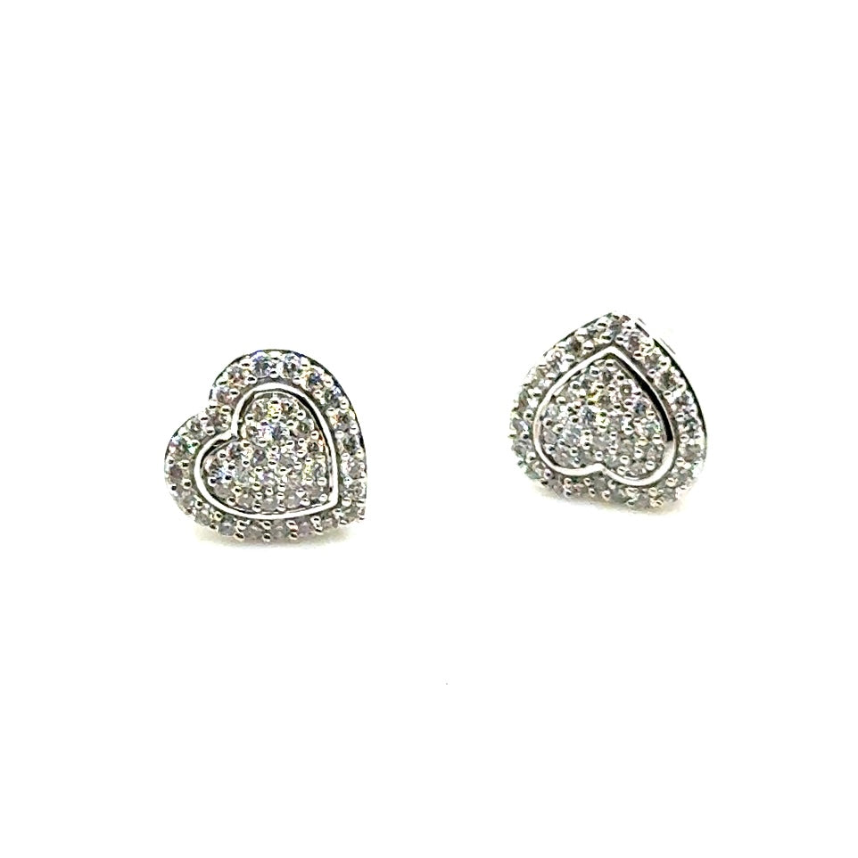14k White Gold 1.30 CT TW Diamond Heart Earrings