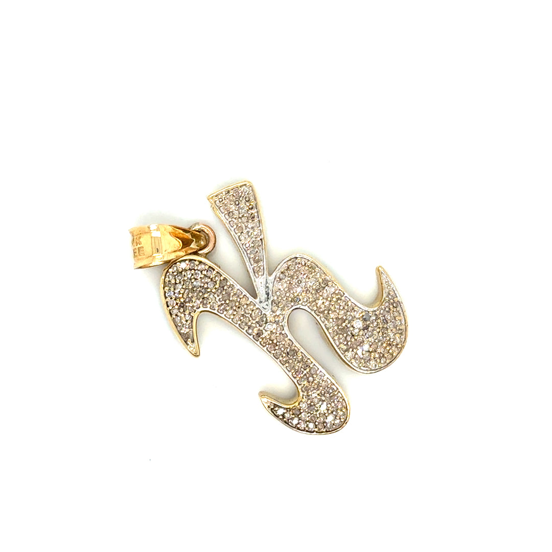 14k Yellow Gold 1.40 CT TW Diamond Letter “K” Pendant