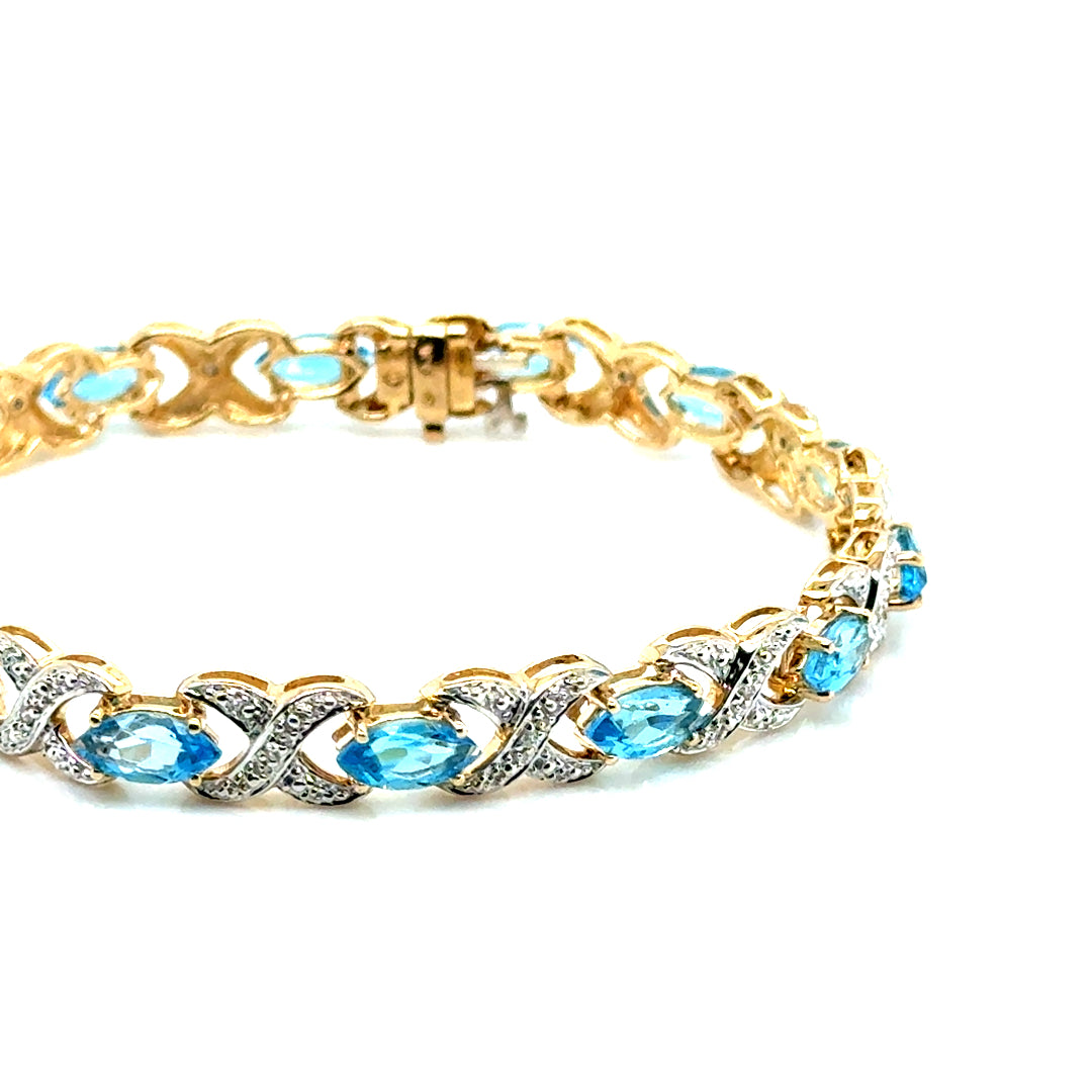 New 10k Yellow Gold Topaz & Diamond Women’s Bracelet