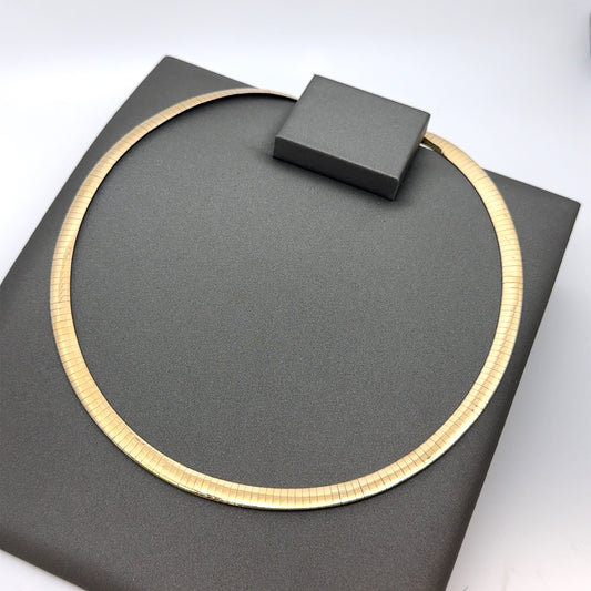 14k Yellow and White Gold Two Tone Omega Necklace