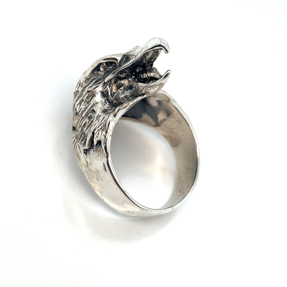 Black Eagle Head Silver Ring
