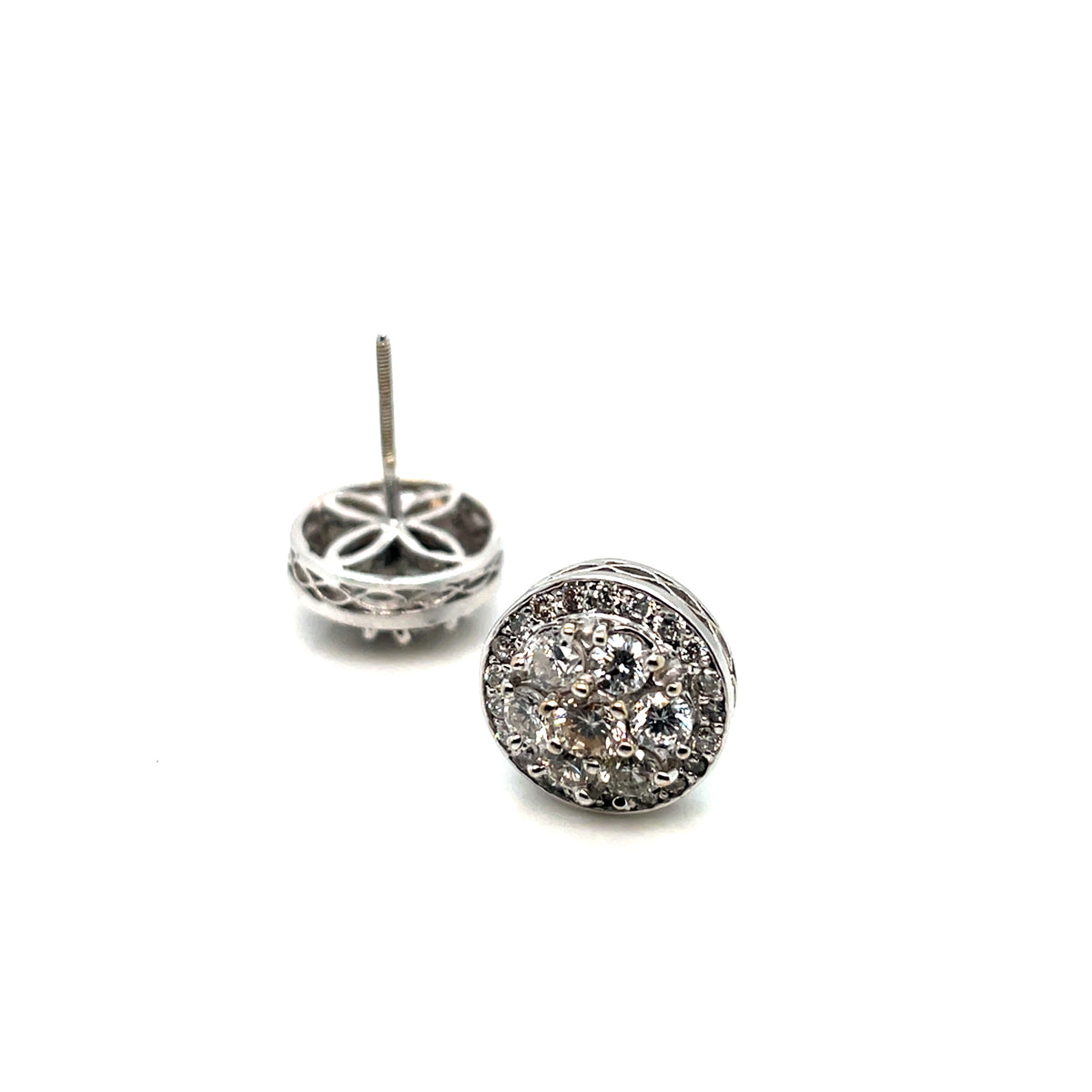 14k White Gold Circle 1.6 CT TW Diamonds Earrings