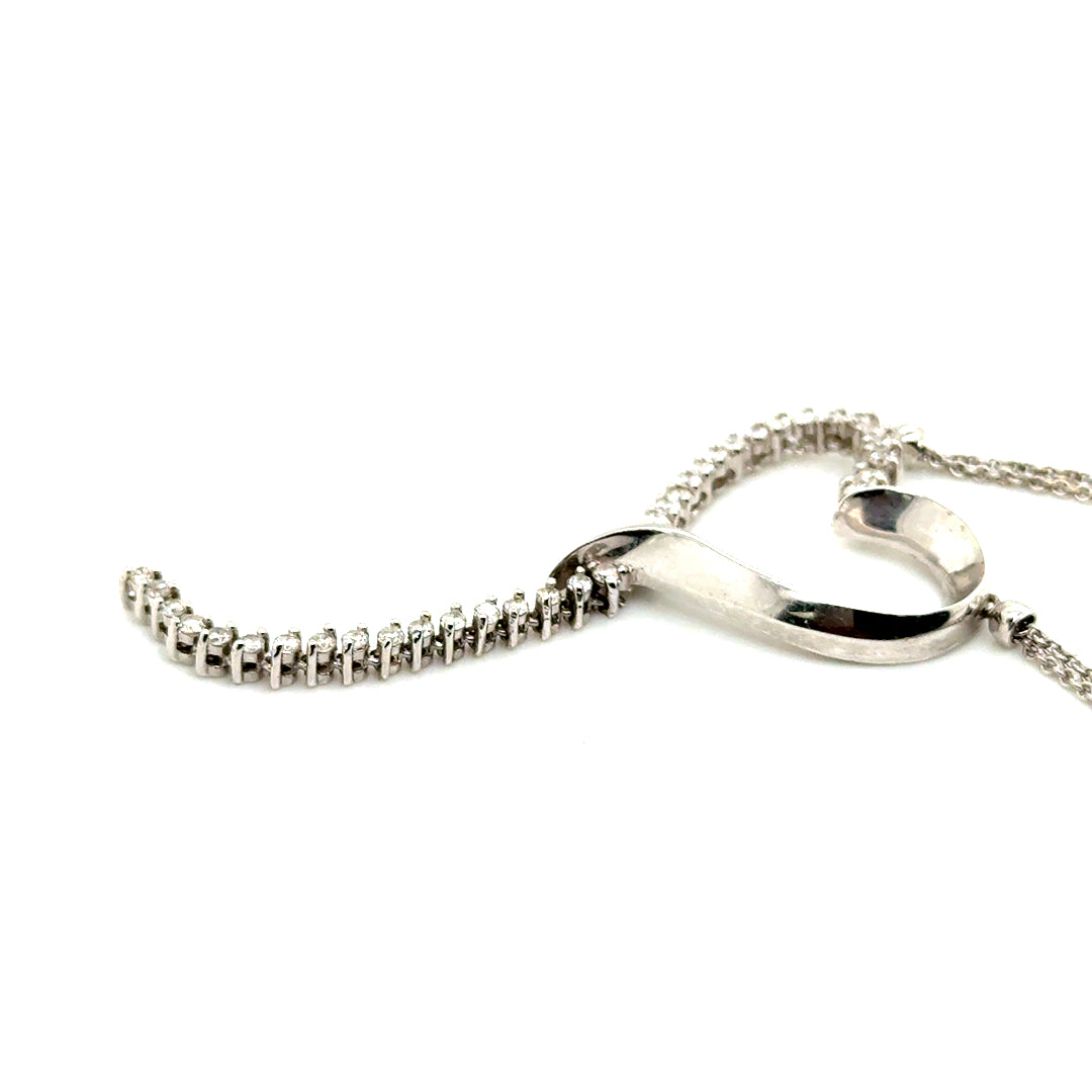 New 14k White Gold 0.90 CT TW Diamond Necklace