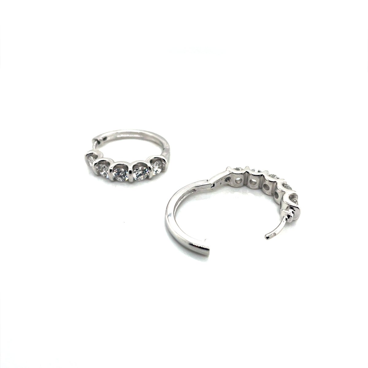 14k White Gold 1.5 CT TW SVD Diamonds Hoop Earrings