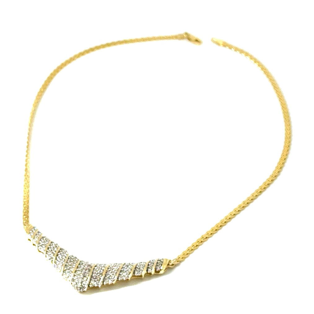 New 14k Yellow Gold Made in Italy 3 CT TW Diamond Necklace